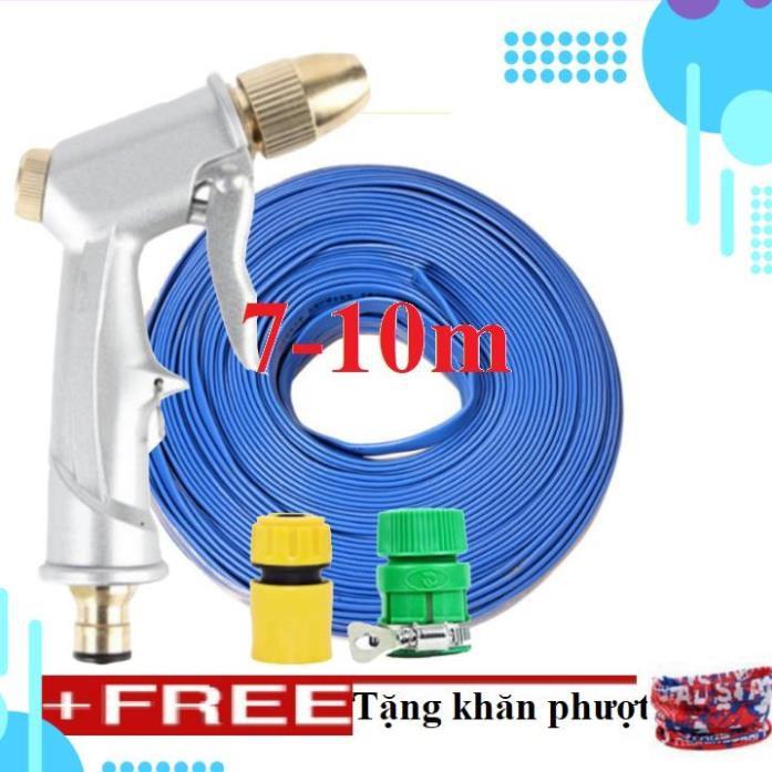 Bộ dây vòi xịt nước rửa xe, tưới cây . tăng áp 3 lần, loại 7m, 10m 206701 đầu đồng,cút, + tặng khăn phượt