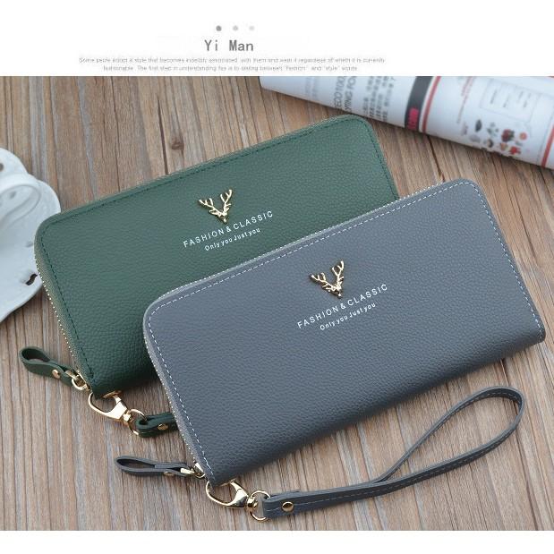 Bóp ví dài nữ cầm tay kiểu dáng Hàn Quốc nhiều ngăn đựng tiền thẻ điện thoại có ngăn kéo ví da PU cao cấp MSP Y-1003