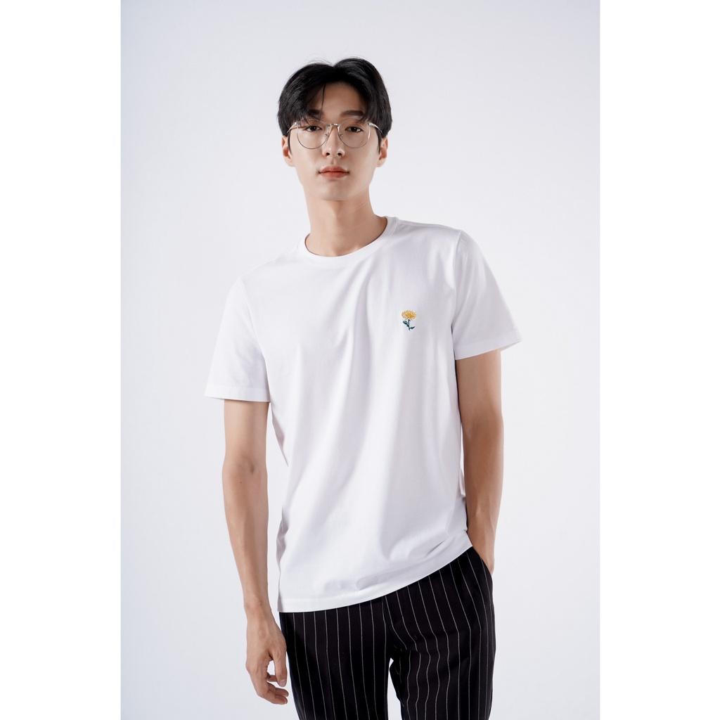 Áo thun nam tay ngắn thêu hoa form fitted vải cotton mềm mát lạnh 3 màu - 10F21TSS033 LASTORE MENSWEAR