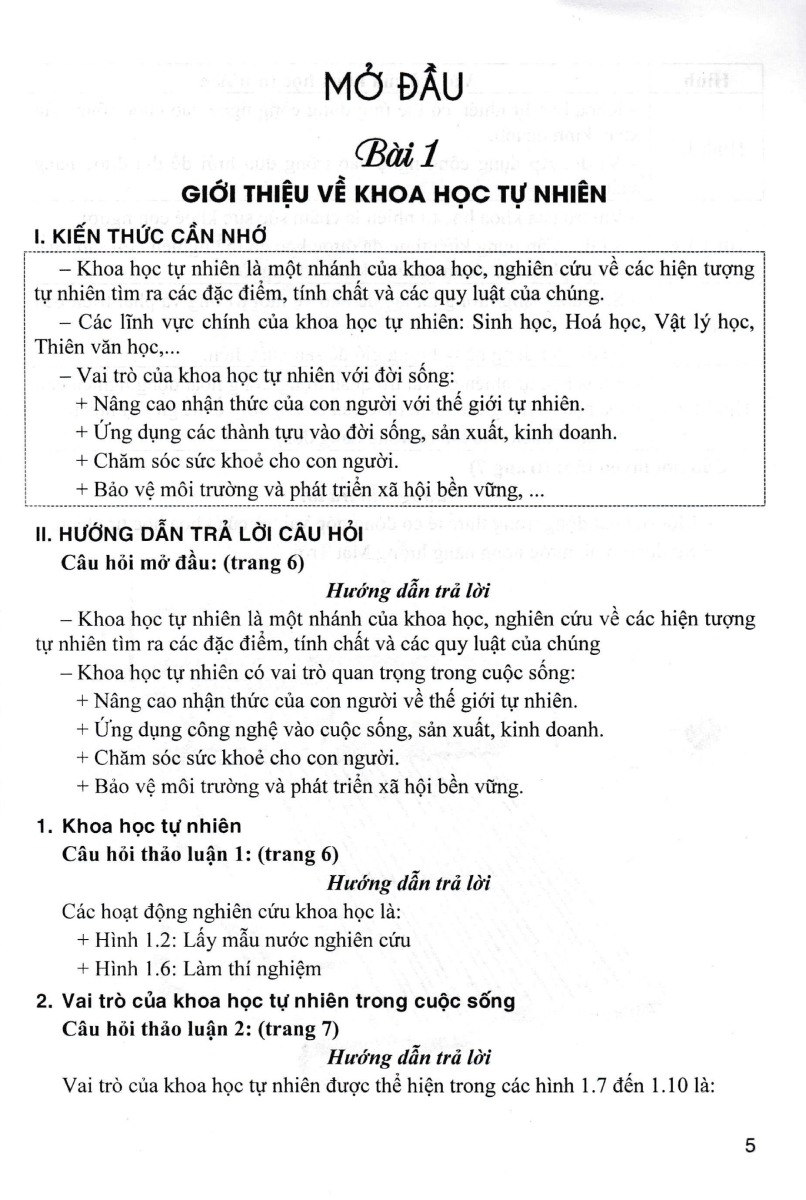 Hướng Dẫn Trả Lời Câu Hỏi Và Bài Tập Khoa Học Tự Nhiên 6 (Dùng Kèm SGK Chân Trời Sáng Tạo) (HA)