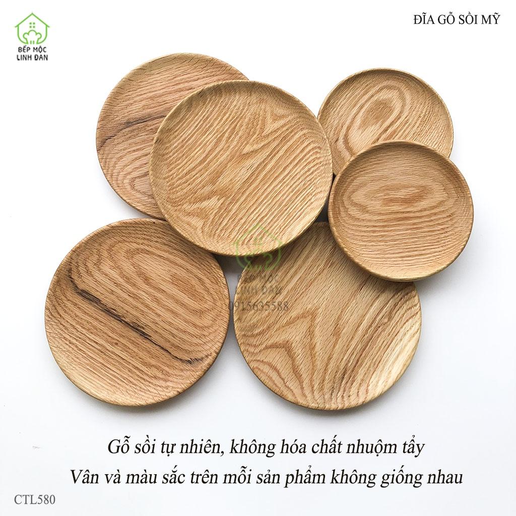 Đĩa Gỗ Sồi HAHANCO Đựng Thức Ăn, Hoa Quả, Decor_Vân Đẹp, Siêu Sạch