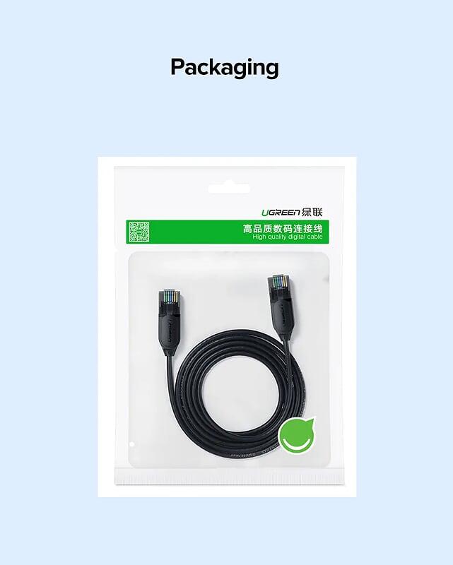 Ugreen UG70654NW122TK 5M cat6a 10Gbps 500MHz OD2.8mm Utp cáp mạng siêu mỏng thuần đồng màu đen - HÀNG CHÍNH HÃNG