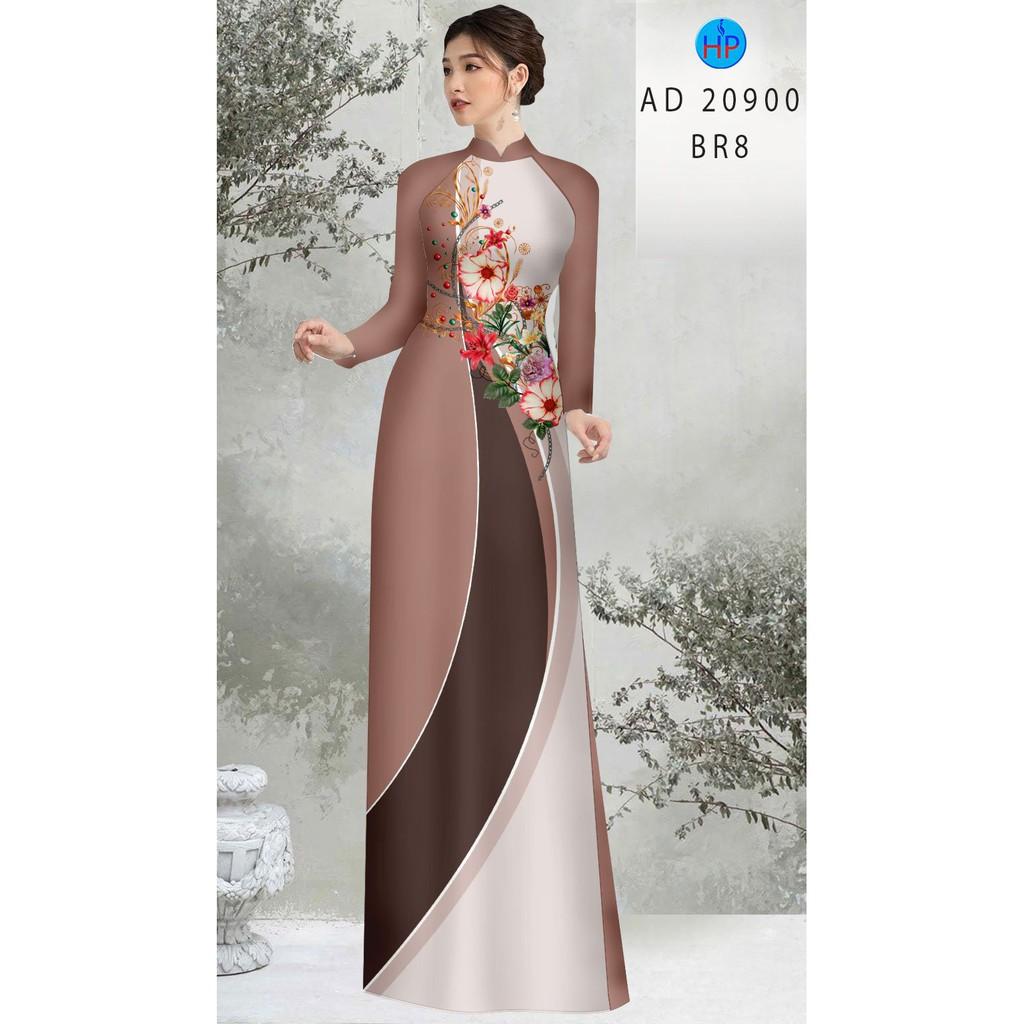 Vải lụa may áo dài in hoa mẫu đơn cao cấp