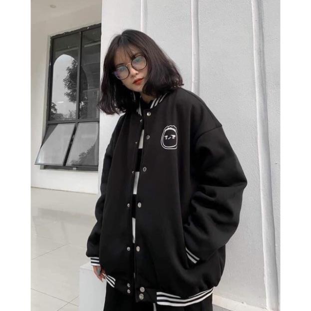 Áo Khoác Nỉ Bomber Jacket Chất Nỉ Ngoại Ko Xù Hình Cute Form Unisex