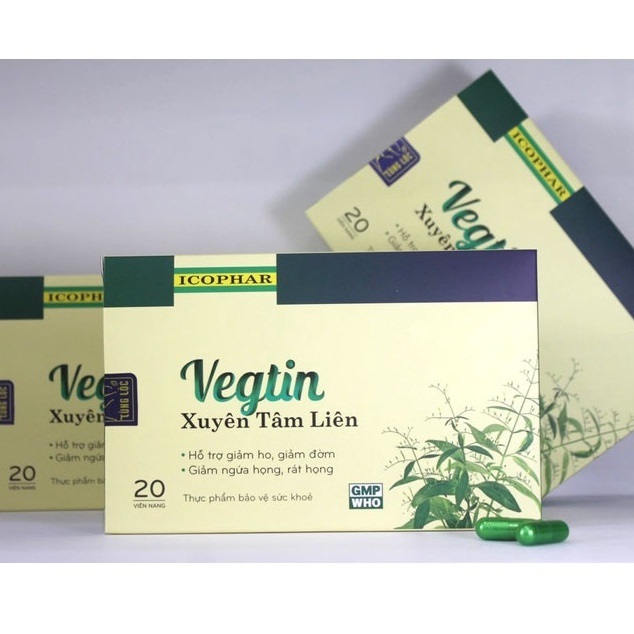Xuyên Tâm Liên Vegtin hỗ trợ giảm ho khan, ho đờm, ngứa rát họng