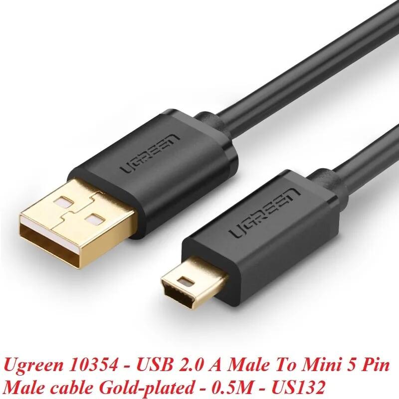 Ugreen UG10354US132TK 0.5M màu Đen Cáp sạc truyền dữ liệu USB 2.0 sang MINI USB đầu mạ vàng - HÀNG CHÍNH HÃNG