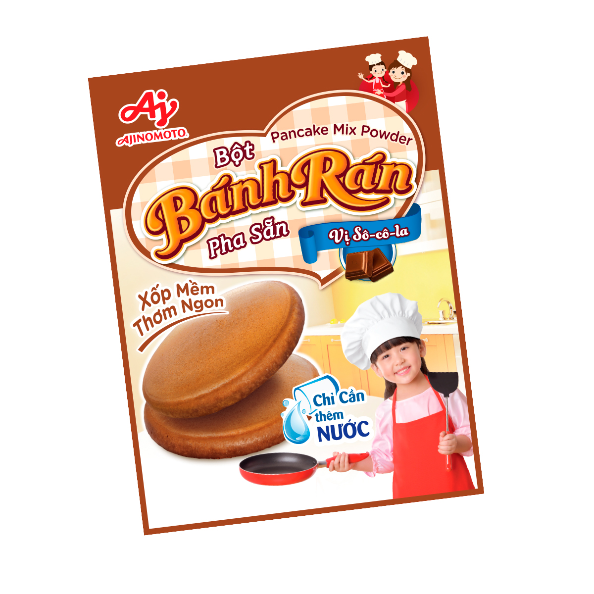 Combo 4 Gói Bột Bánh Rán Pha Sẵn Vị Sô-cô-la Ajinomoto 200g/Gói