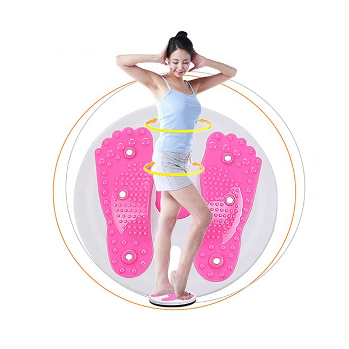 Đĩa Xoay Eo - YOGA QG, Có Hình Bàn Chân, Xoay 360 Độ, Thiết Kế Nhỏ Gọn, Tiện Dụng, Chất Lượng Chịu Lực Cao Cấp, Có Hạt Massage Giúp Lưu Thông Khí Huyết - Hàng chính hãng