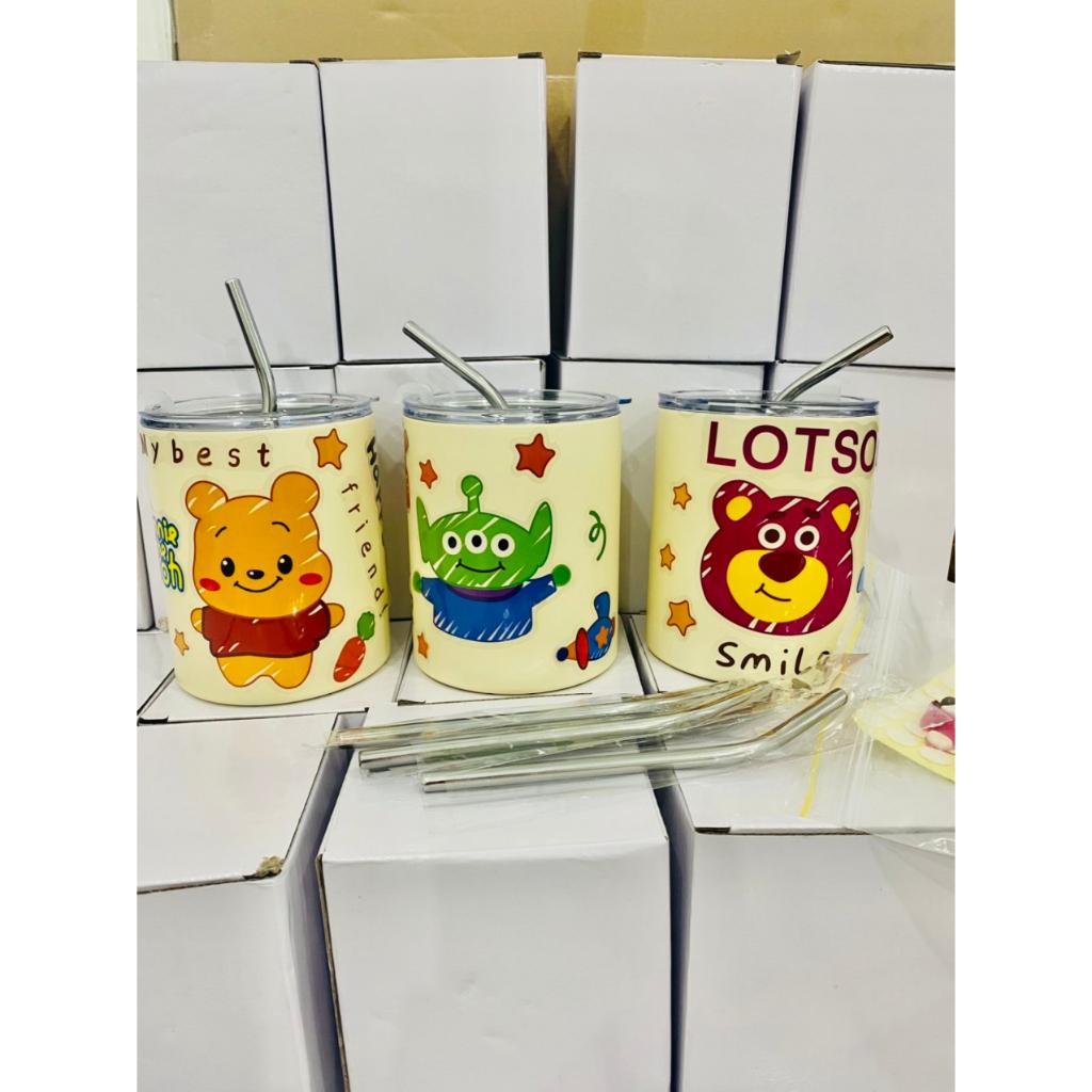 Ly Giữ Nhiệt Hoạt Hình Gấu Dâu Lotso, Ba Mắt Toy Story, Gấu Pooh Dung Tích 360Ml Thiết Kế Đẹp Mắt Dễ Thương Inox 304 Khô