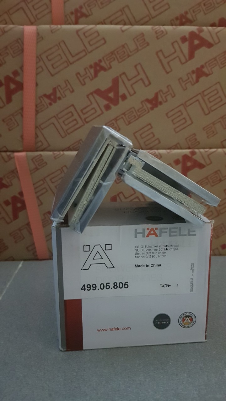 Bản lề kính-kính 90 độ Hafele bóng 499.05.805