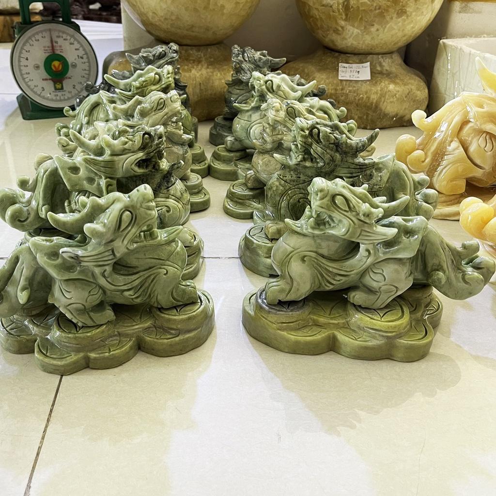 Tỳ hưu, tì hưu ngọc thật màu xanh ngọc dài 20cm, nặng 4kg/ cặp cho người mệnh Hỏa và Mộc