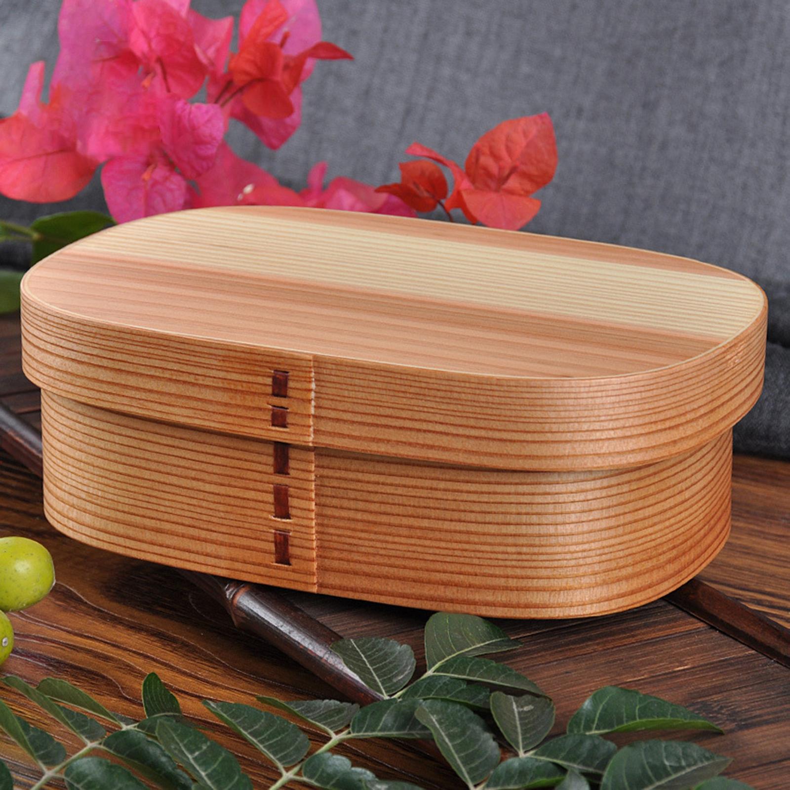 Wooden Lunch Box Sushi Container Picnic Food Carrier for Camping School Home