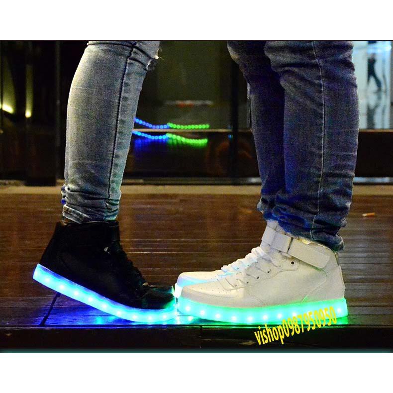 Giày Phát Sáng Đen Cao Cổ -Có Đèn Led 7 Màu 11 Chế Độ Sáng (M(19) M_(91