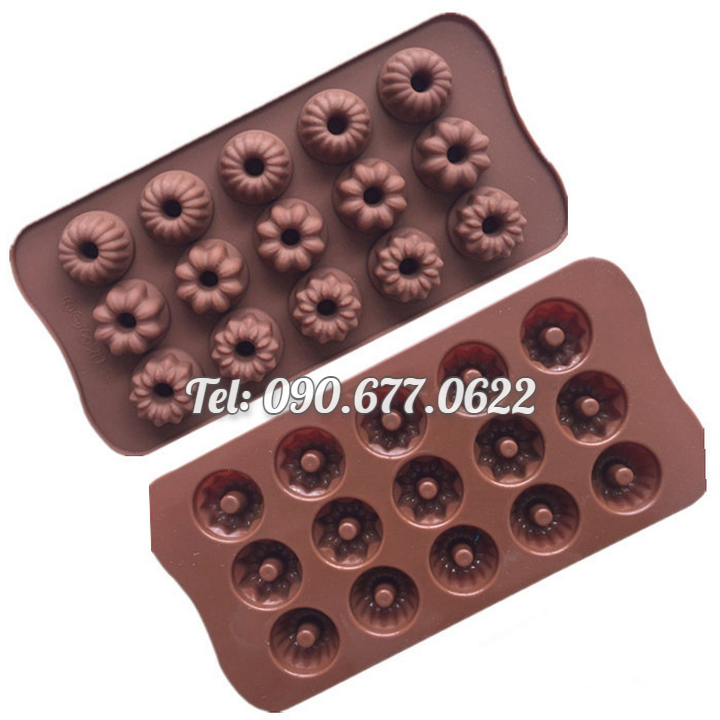 Khuôn silicone làm rau câu, socola 15 loại hoa – Mã số 1477