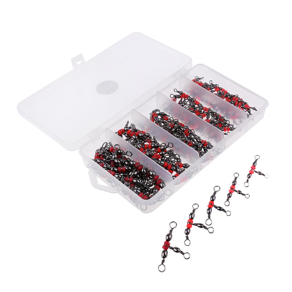 125pcs/lot 3 Way Ball Bearing Rolling Swivel Fishing Connector Kit