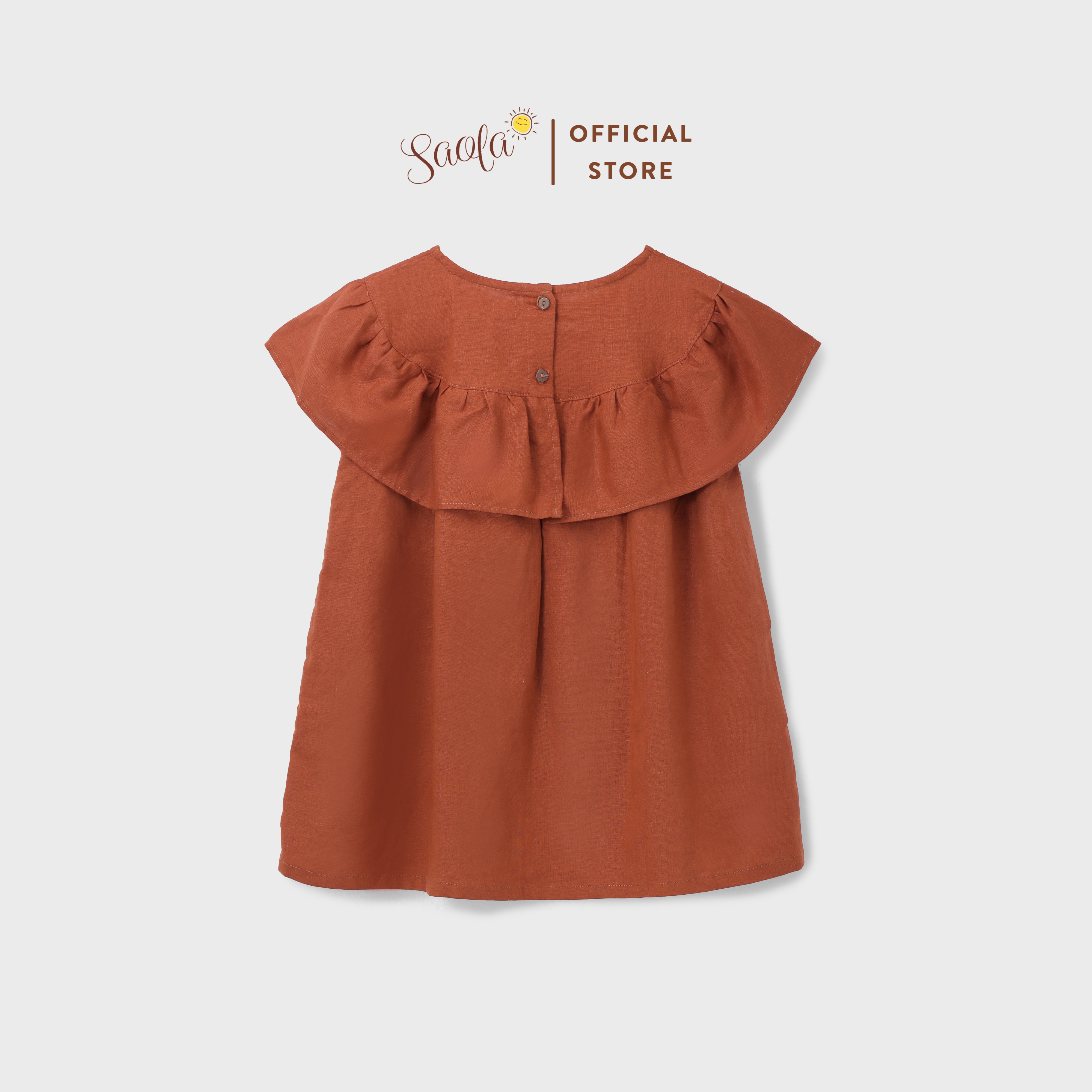 Đầm/ Váy Bé Gái Cổ Tròn Phối Bèo Chất Liệu Linen Thoáng Mát - MARION DRESS - DRL005 - SAOLA KIDS CLOTHING