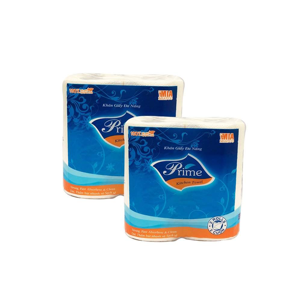 GIẤY BẾP DẠNG CUỘN PRIME 2 LỚP KHỔ GIẤY cm - COMBO 2 GÓI
