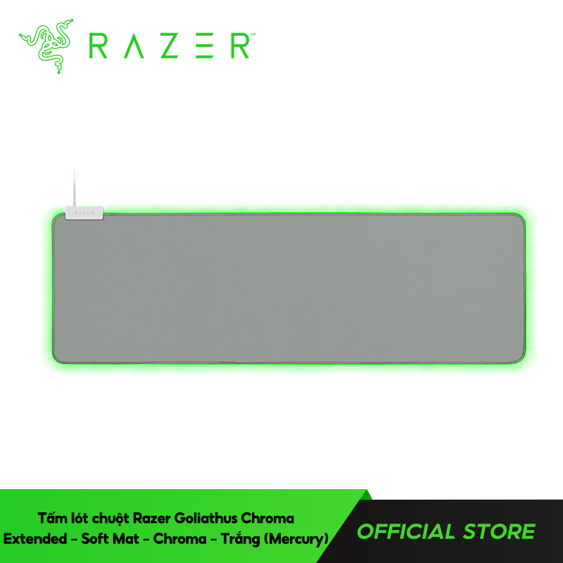 Tấm lót chuột Razer Goliathus Chroma Extended-Soft Mat-Chroma-Trắng(Mercury)_RZ02-02500314-R3M1- HÀNG CHÍNH HÃNG