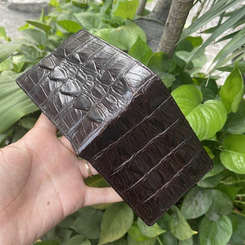 Ví Nam Bóp Da Cá Sấu Thật Màu Nâu Đất ST06 Tặng Kèm Lót Nhung Cao Cấp Tặng Thêm Móc Khóa Số Lượng Giới Hạn