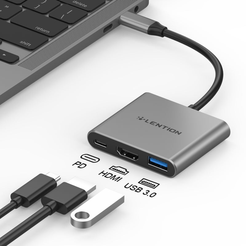 Bộ chuyển đổi USB-C 3 trong 1 Lention C14H Hàng Chính Hãng