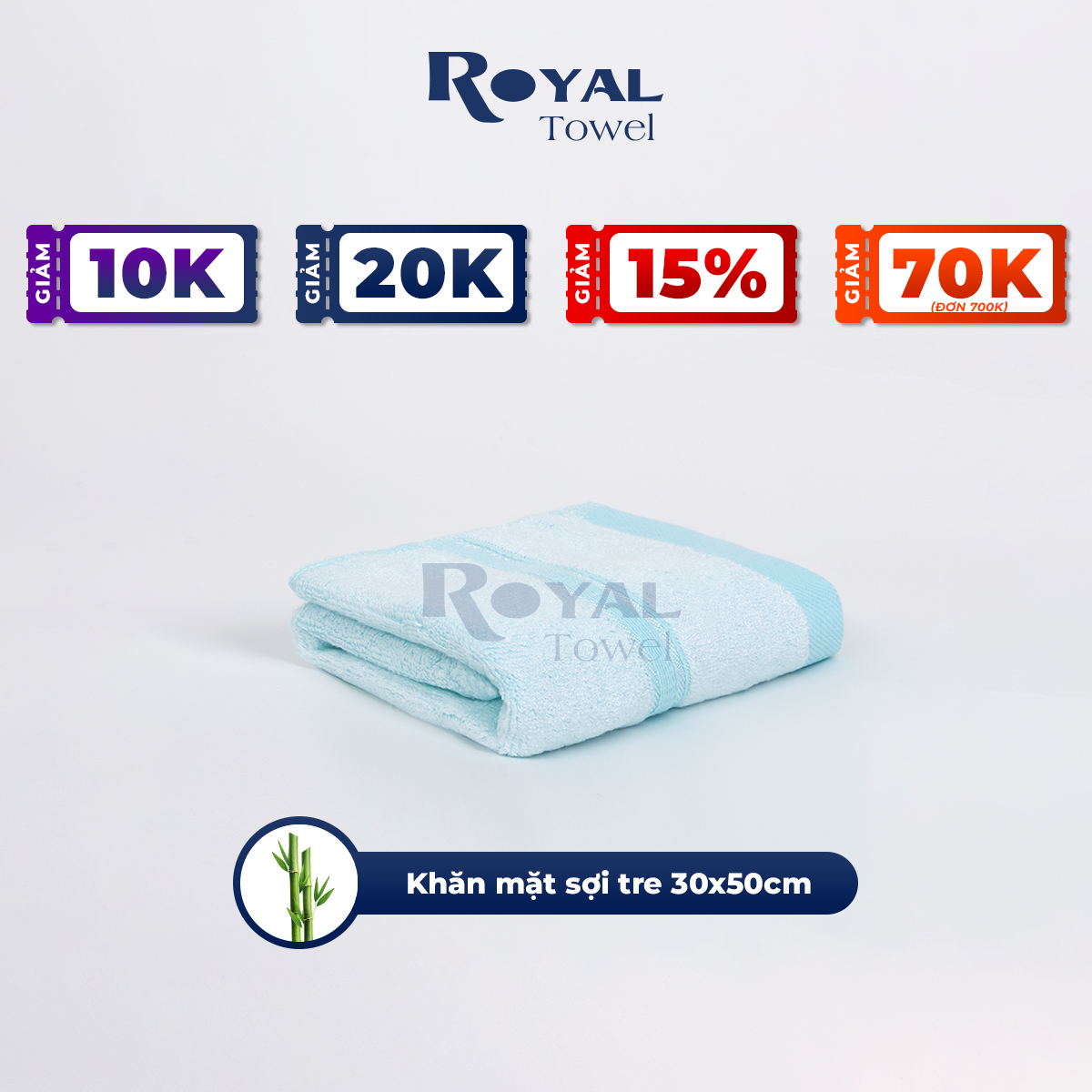 Khăn mặt sợi tre Royal Towel 30x50cm thấm hút tốt, không đổ lông, không ra màu