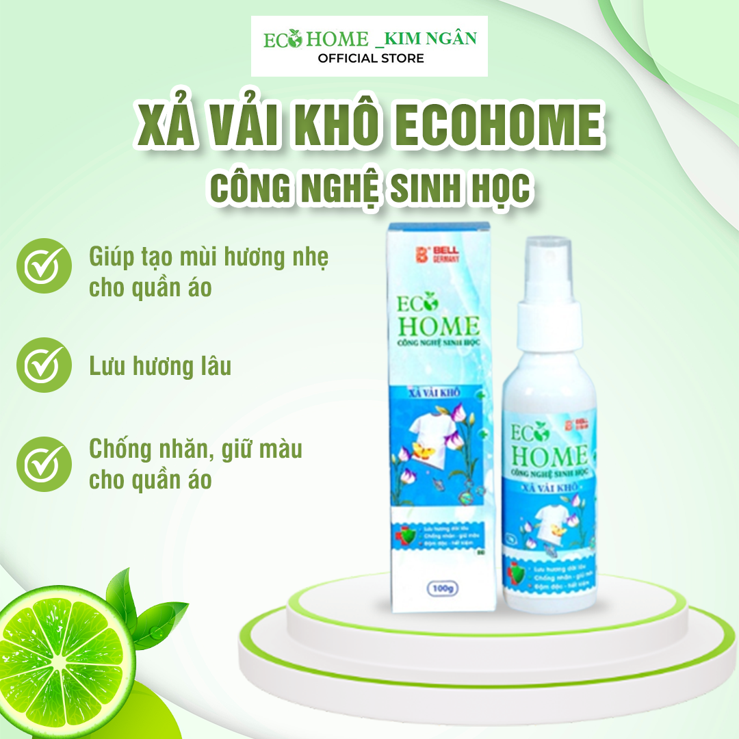 Xả Vải Khô Dạng Xịt Công Nghệ Sinh Học ECOHOME 100ml Hương Ban Mai Vỏ Xanh Làm Mềm Vải Khử Mùi Mồ Hôi, Lưu Hương Cả Ngày