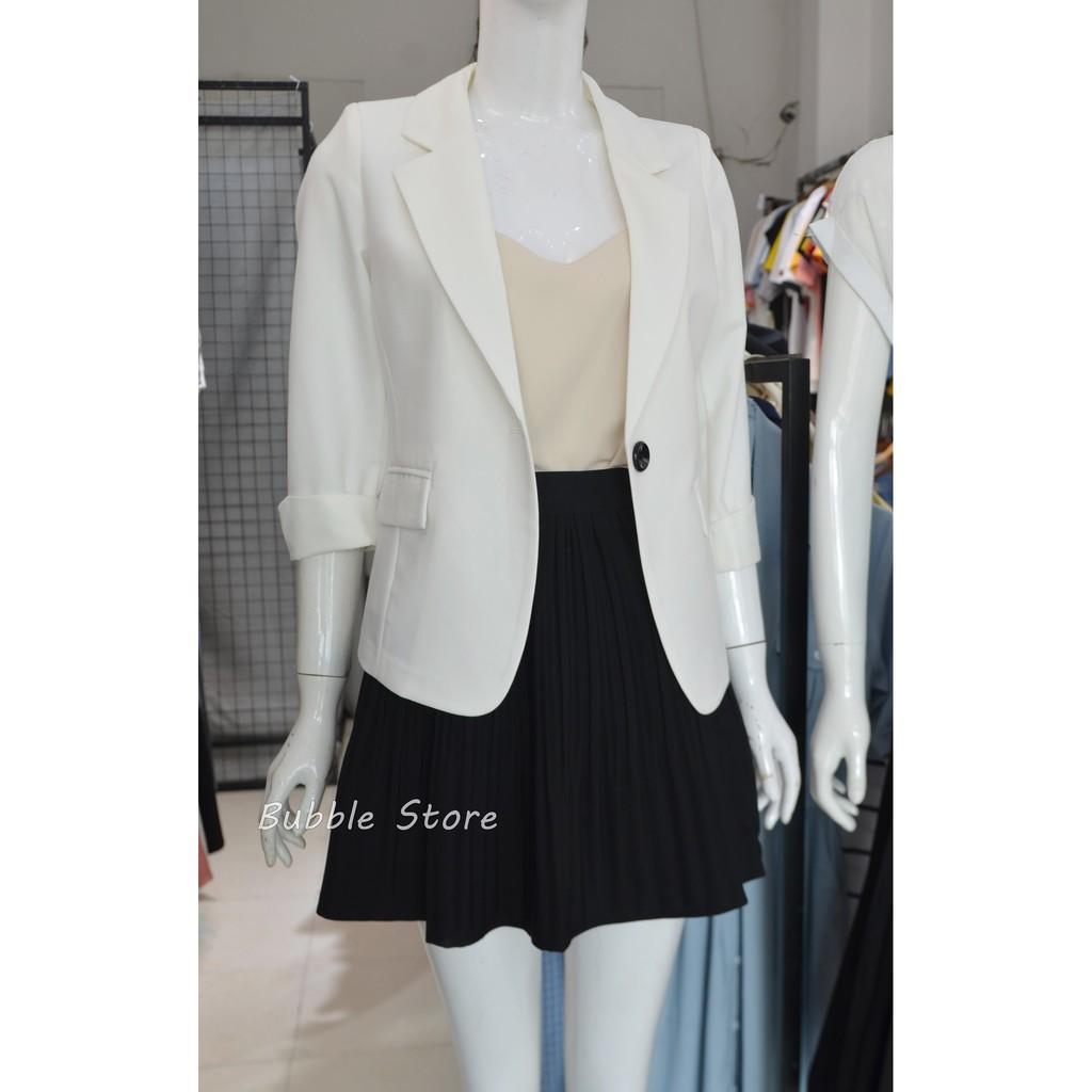 (Hàng cao cấp) Áo vest nữ, vest công sở, blazer thu đông tay lửng một cúc Size S/M/L/Xl