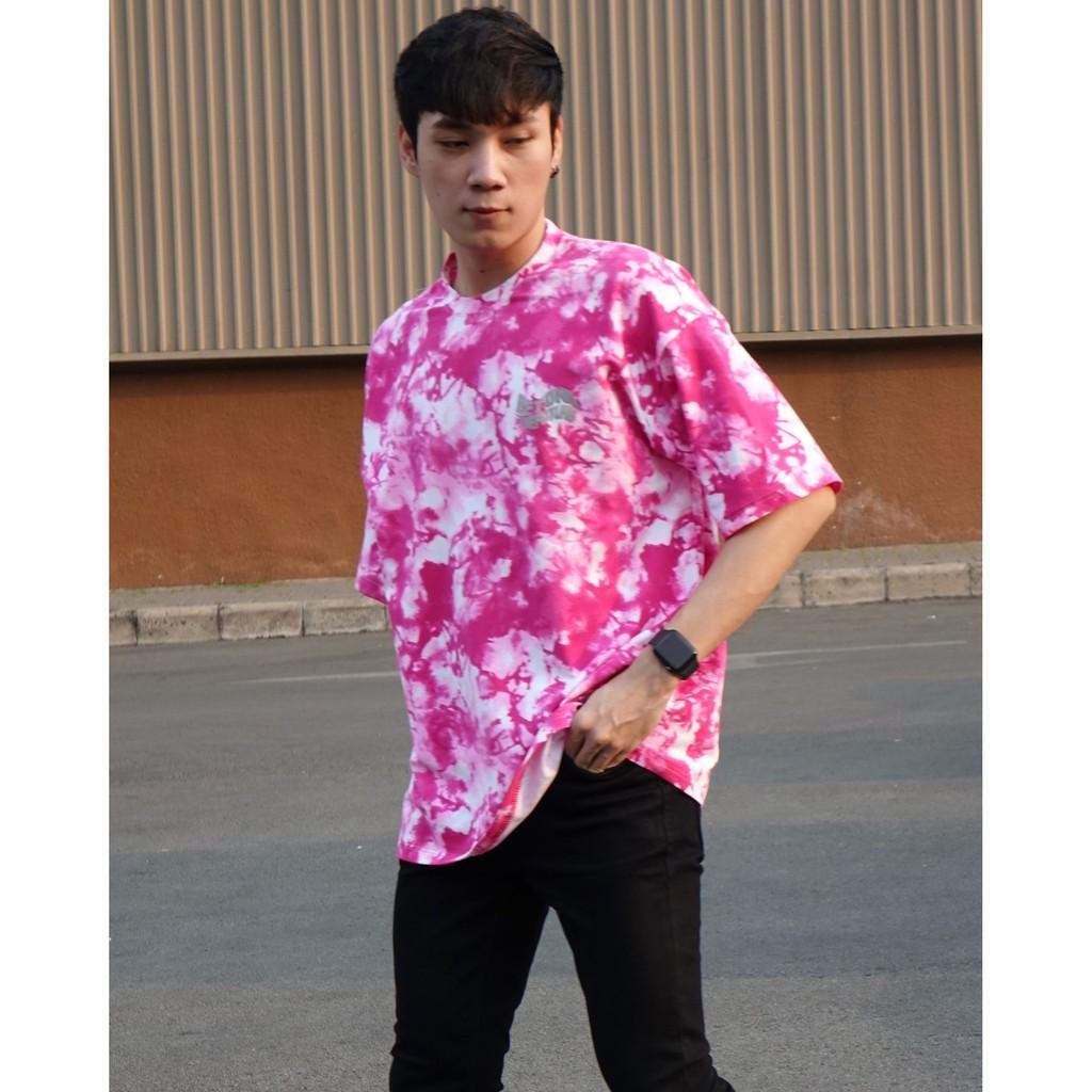 Áo Thun Nam Nữ From Rộng Tay Lỡ - Ủn Ủn Meo Meo Chất Liệu Vải Thun Cotton 100% - Wash Tiedye Hồng