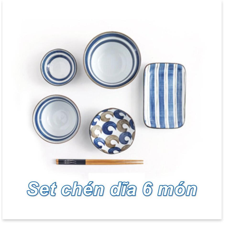 Bộ Chén Dĩa Ăn Shino-Cobalt Japan 6 món