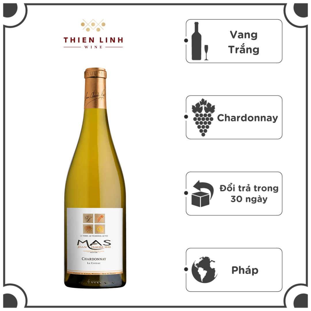 Rượu Vang Trắng Pháp Jean Claude Mas Chardonnay Les Coteau