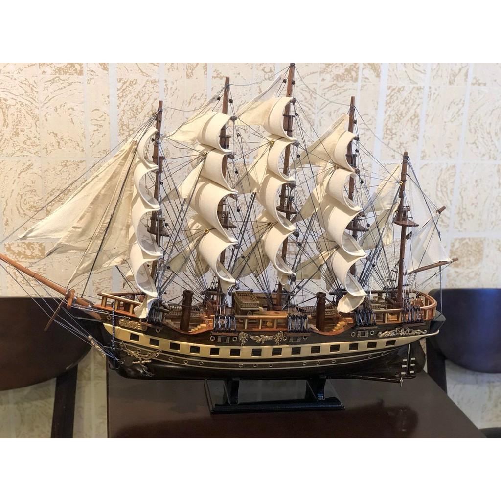 Mô hình thuyền gỗ trang trí - Thuyền gỗ FRANCE của Pháp - Dài 79cm - Gỗ Muồng Đen