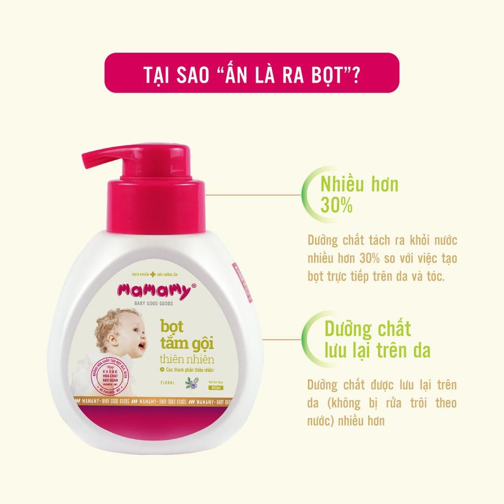 Túi bổ sung sữa tắm gội dạng bọt thiên nhiên Mamamy 400ml hương Floral, an toàn cho trẻ sơ sinh