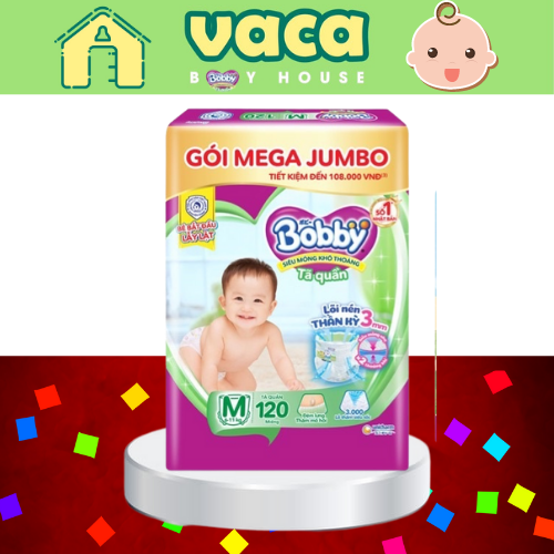 TÃ QUẦN BOBBY GÓI JUMBO SIZE M120 MIẾNG