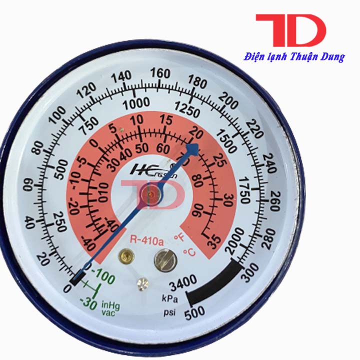 Mặt đồng hồ sạc gas đơn cao áp màu xanh