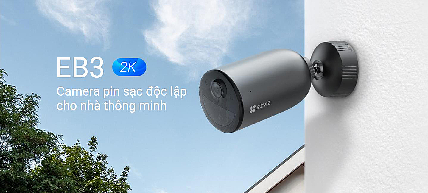 Camera Wifi Pin Sạc EZVIZ EB3 3MP 2K Có Màu Đêm, Đàm Thoại 2 Chiều - Hàng chính hãng