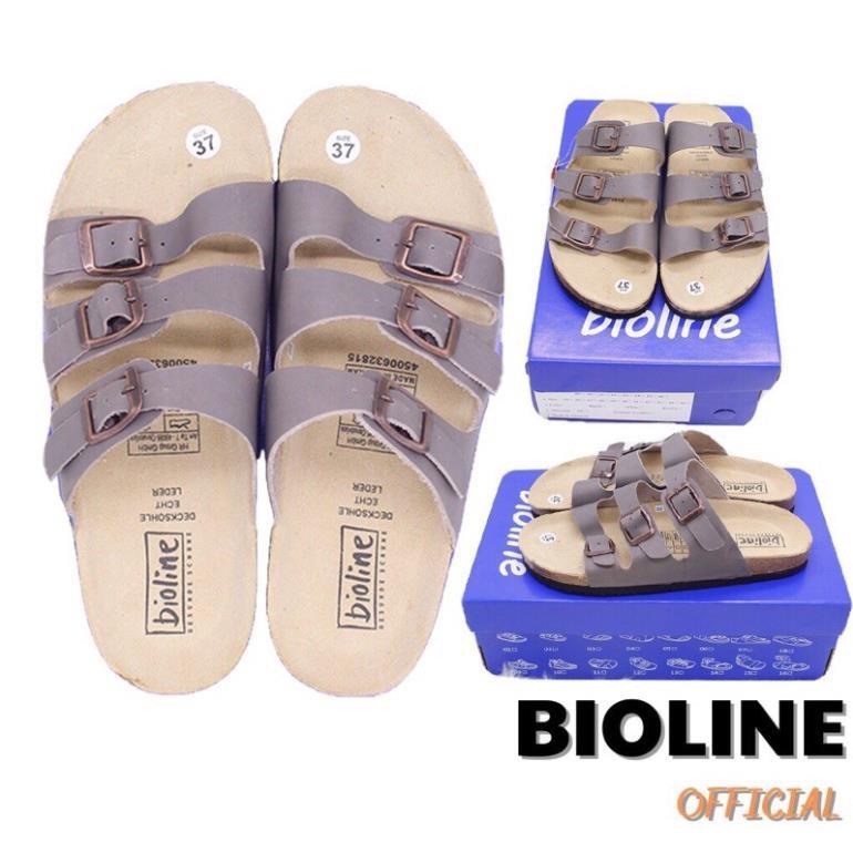 Dép đế trấu birken Bioline da bò thật quai ngang unisex B09 -Bioline Official