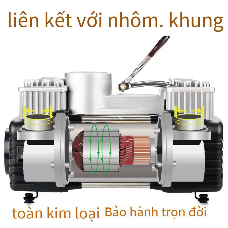 Đảm bảo chất lượng xi lanh đôi gắn trên xe máy bơm không khí di động máy tiếp nhiên liệu cho lốp ô tô 12V máy bơm không khí cho lốp ô tô