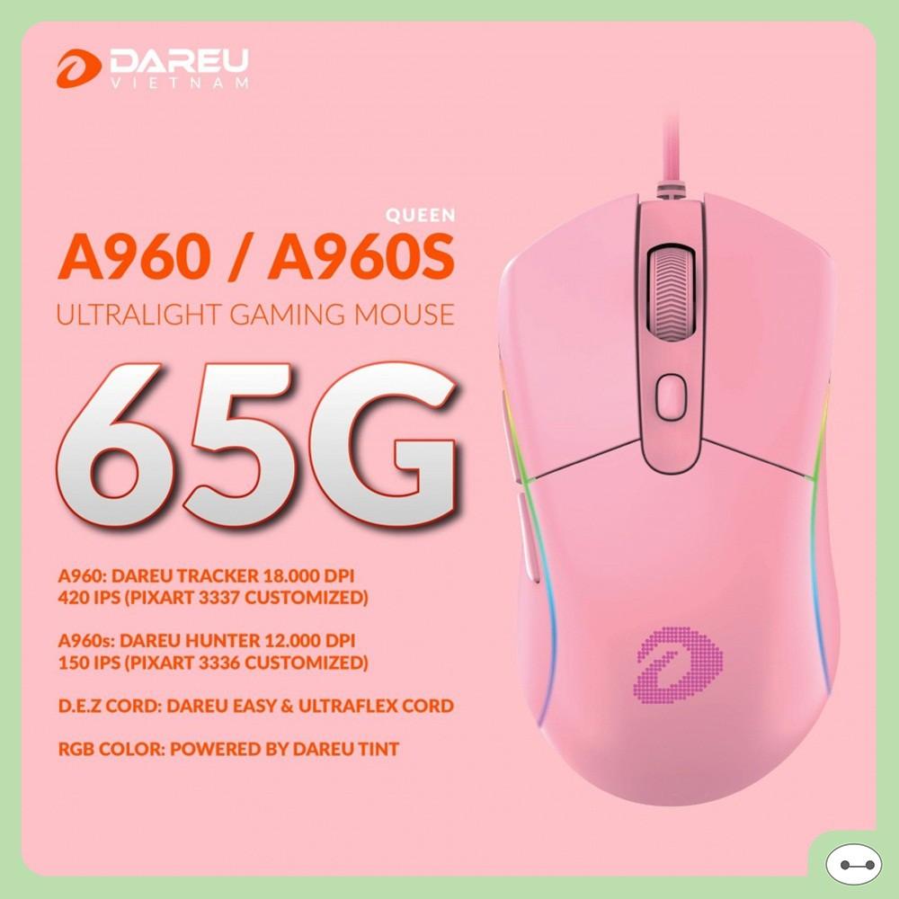 CHUỘT GAMING DAREU A960S LED RGB SIÊU NHẸ