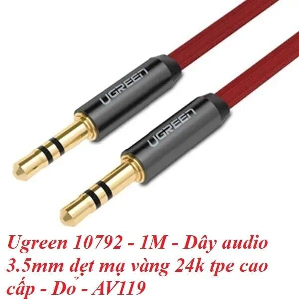 Ugreen UG10792AV119TK 1M màu Đỏ Cáp âm thanh 2 đầu 3.5mm dương - HÀNG CHÍNH HÃNG