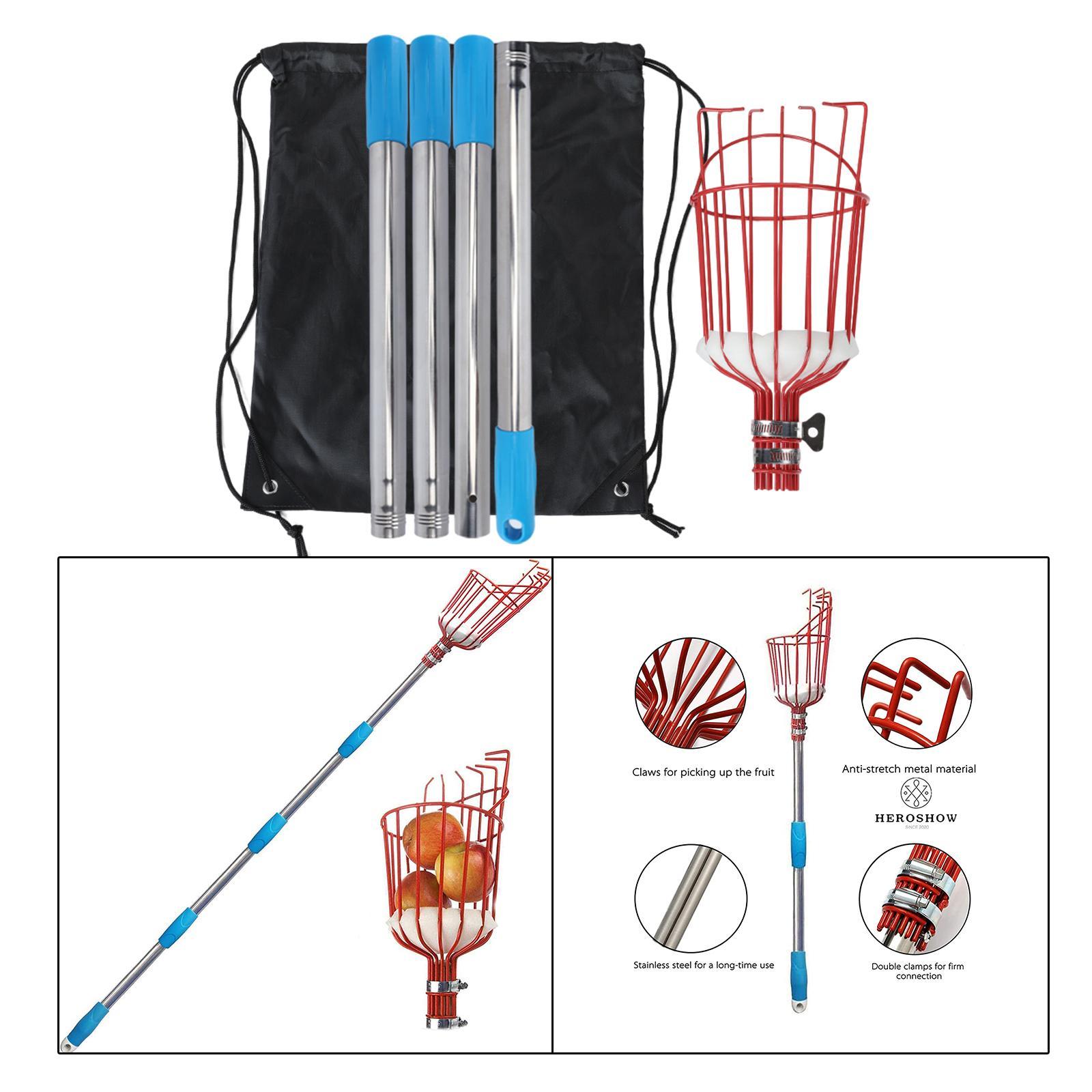 Fruit Picker Tool Orange Picking with Metal Basket & Foam Pad for Orchard