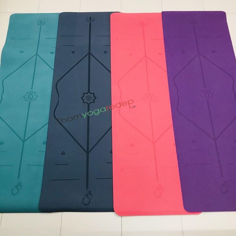 Thảm Tập Yoga Định Tuyến,Thảm Tập Gym Định Tuyến, Thảm yoga TPE Cao Cấp 2 Lớp 6mm Loại I Chống Trượt(Tặng Kèm Túi).