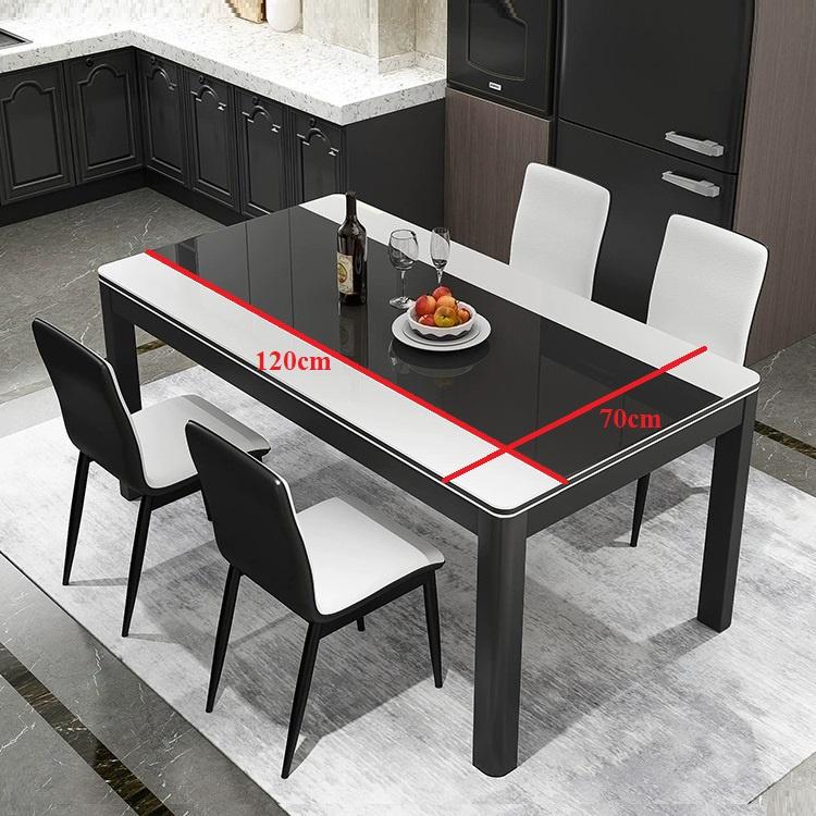 Bộ bàn ăn mặt kính cường lực vân đá cao cấp - Bộ bàn ăn 4 ghế da decor phòng ăn gia đình Có Ảnh Thật