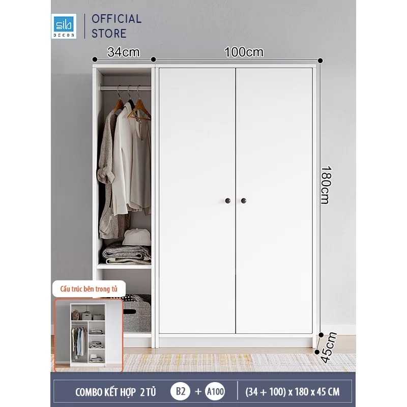 Tủ Quần Áo Dạng Module Dễ Dàng Sắp Xếp Và Lưu Trữ Vật Dụng Thương Hiệu SIB Decor TA13