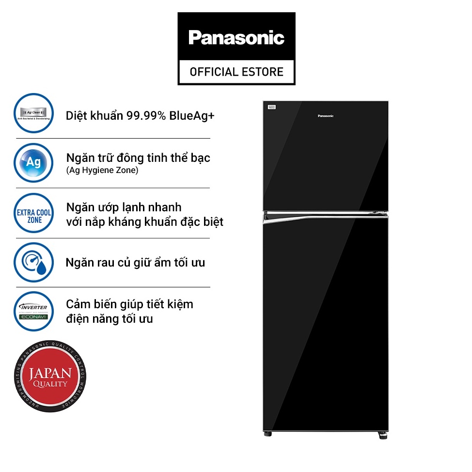 Tủ lạnh Panasonic Inverter 268 lít NR-TV301VGMV - Diệt khuẩn 99.99% - Ướp lạnh nhanh - Hàng chính hãng