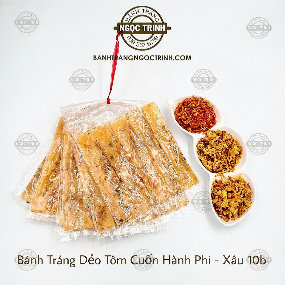 Bánh tráng dẻo tôm cuốn hành phi (Xâu 10/túi)  cực ngon bánh tráng Ngọc Trinh