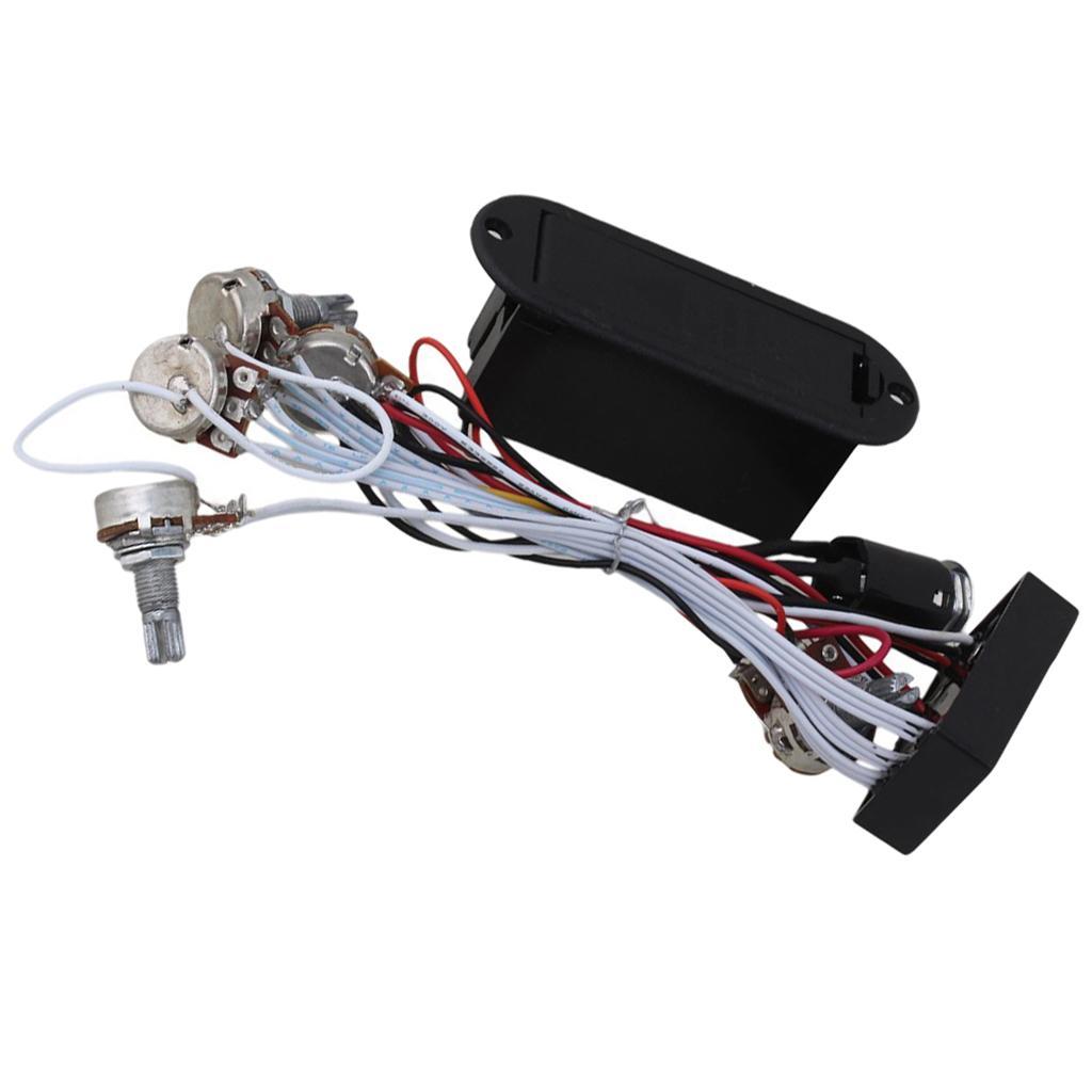 Electric Guitar Bass Wiring Harness 3-Way Switch 1V1T with Active EQ Pickup, Volume Tone Control