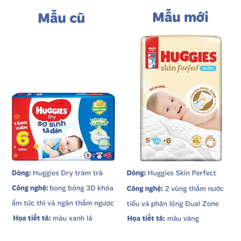 Tã dán Huggies Skin Perfect size S 54 + 6 miếng (4 - 8 kg) - Giao bao bì ngẫu nhiên