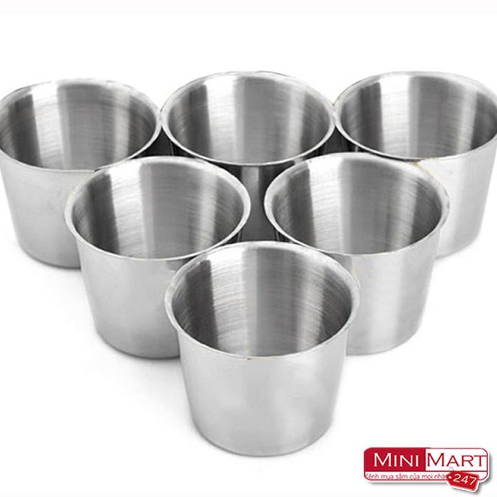 Bộ 6 ly Inox TRƠN cao cấp làm đá, bánh flan, bánh nướng