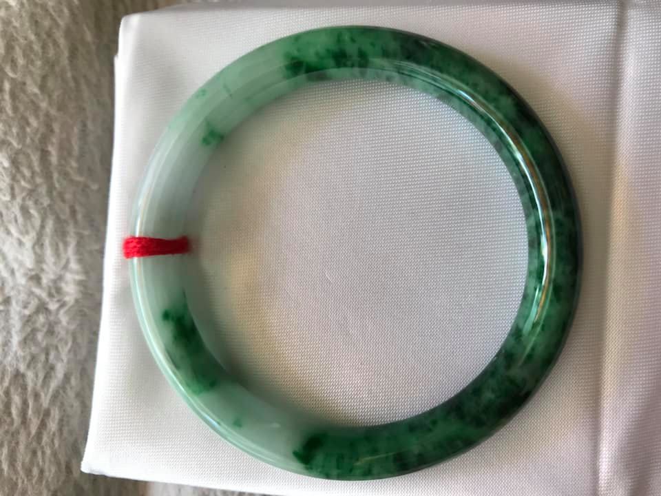 VÒNG KHỐI CẨM THẠCH TỰ NHIÊN MÀU XANH SƠN THUỶ LÝ 50MM x dầy 7,2mm VÒNG TAY NỮ BÓNG ĐẸP 48KG - 57KG ĐEO