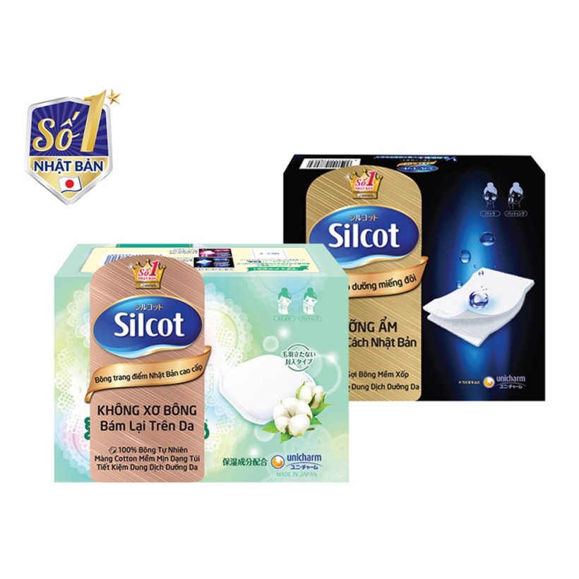 Combo 1 Hộp Silcot Bông Đắp Dưỡng Miếng Đôi (40 Miếng/Hộp) Và 1 Hộp Silcot Bông Trang Điểm (bông tẩy trang) Nhật Bản Cao Cấp (66 Miếng/Hộp)